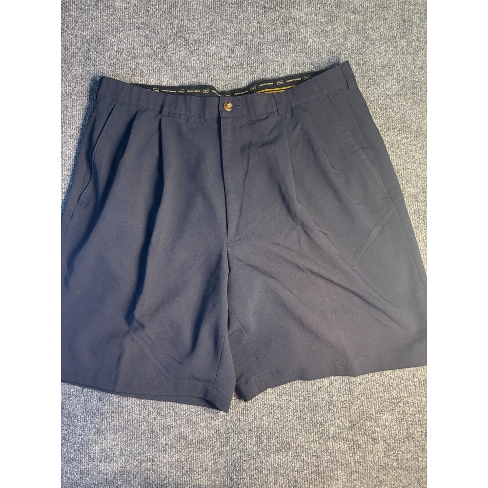 Haggar Chino Shorts Men 36 Black Stretch Comfort Equipped Flat Front Relaxed Fit